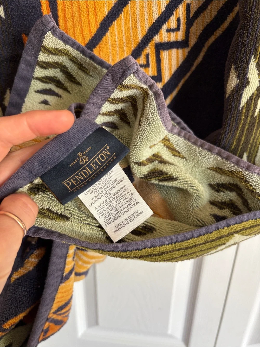 Pendleton American Treasures Towel Indigo & Orange